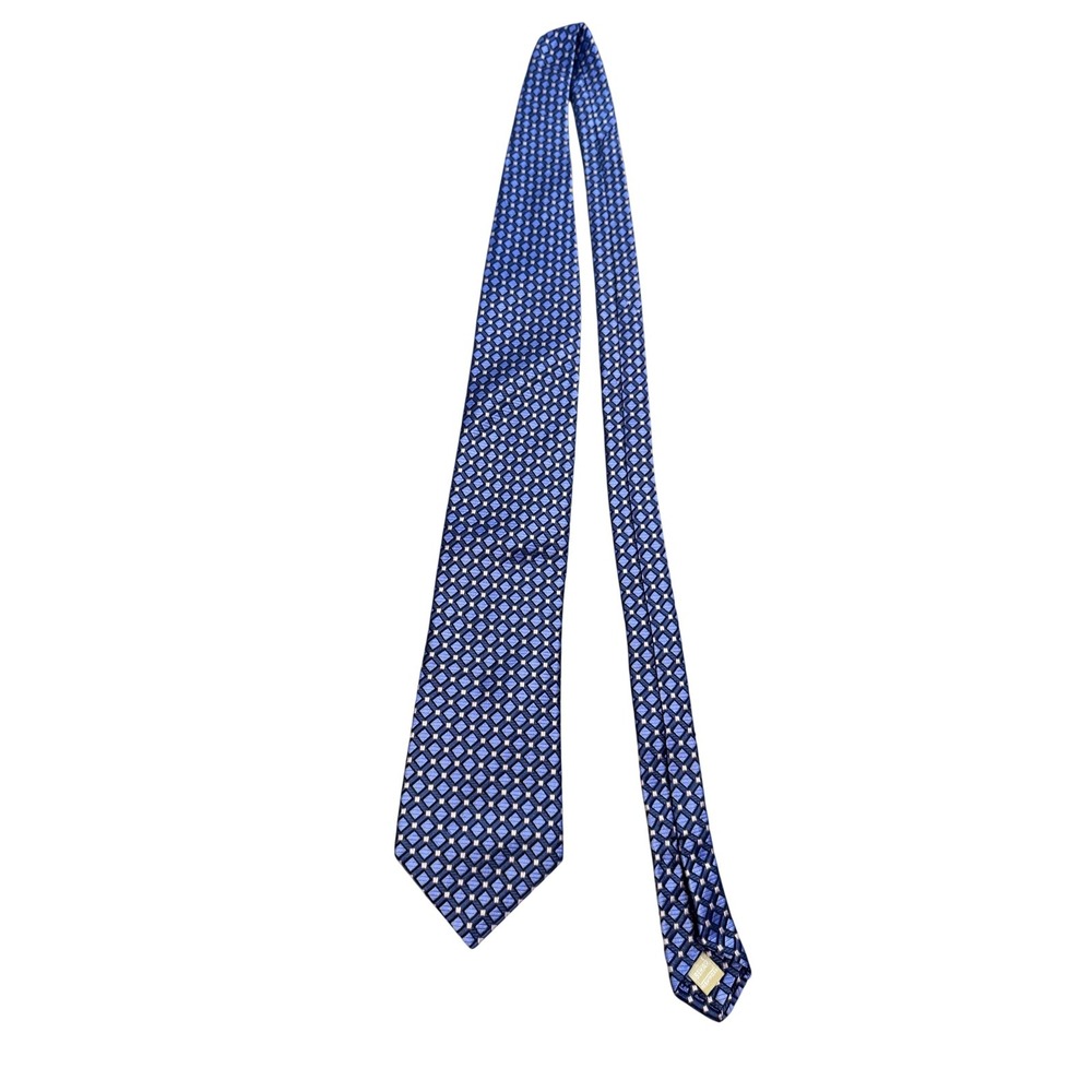 Ike Behar Tie Mens One Size Blue Geometric Woven Classic Dress Necktie
